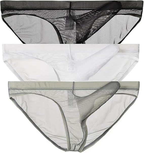 Boxer Briefs with pockets for Men Sheer See Through Sexy Lightweight Thin Underwear Elephant Nose Bulge Briefs