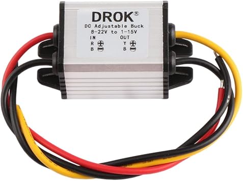 DROK 5V DC Converter, 2pcs Waterproof DC Buck Converter 8V-22V 12 V Step Down to 3V-15V 6V 9V 3A Adjustable Power Supply Voltage Regulator Module