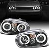 Ronnin - Fits 1999-2006 Volkswagen Golf MK4 GTI Cabrio R32 Upgrade Replacement LED Dual Rims Projector Headlights Assembly Pair | Black