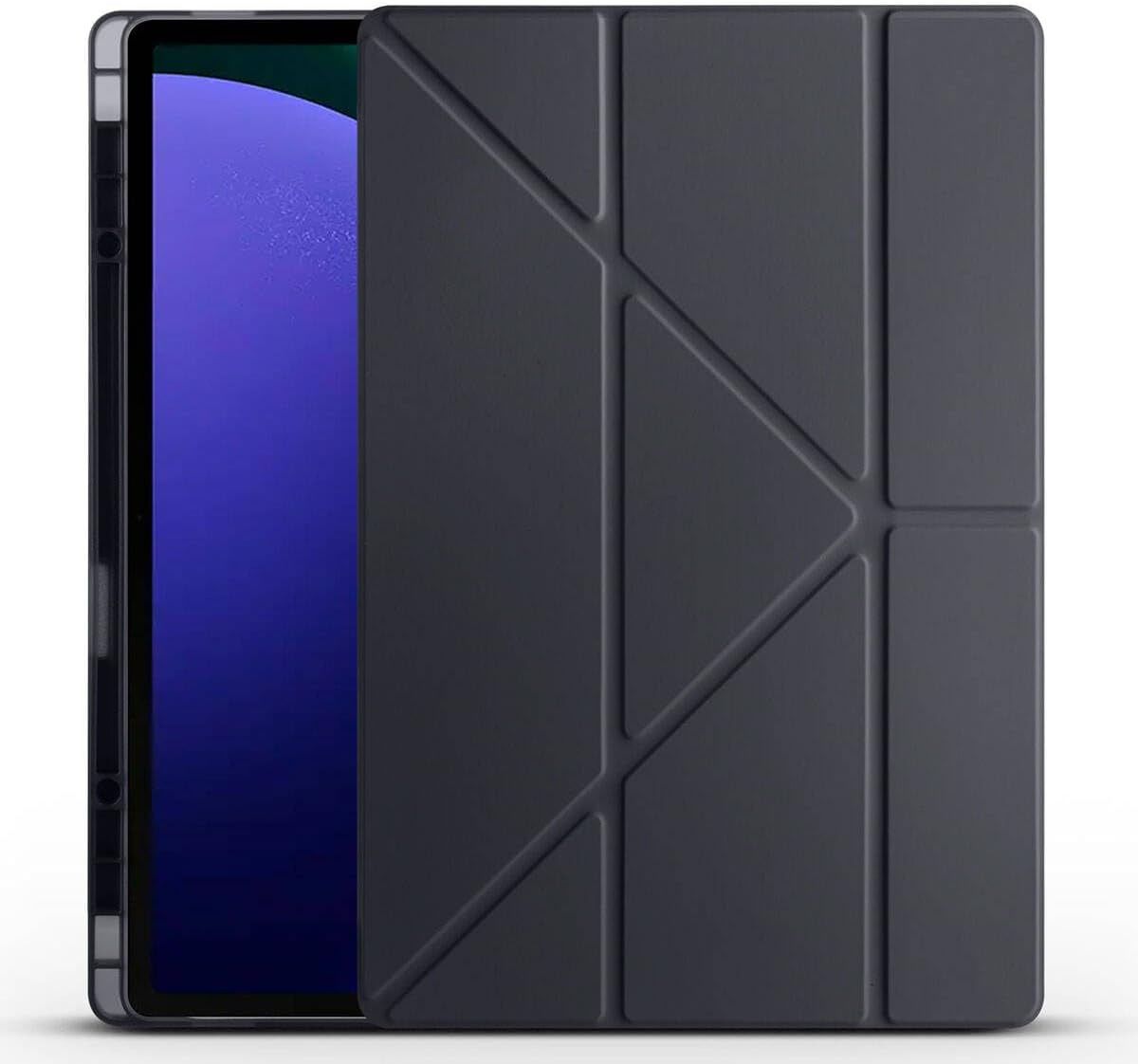 Samsung Galaxy Tab S10 Ultra Kılıf Silikon Kalem Bölmeli Standlı Tablet Kılıf Siyah