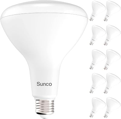 Sunco 10 Pack BR40 LED Light Bulbs, Indoor Flood Light, 3000K Warm White, Dimmable, 100W Equivalent 17W, 1400 LM, E26 Base, Recessed Can Light, High Lumen, Flicker-Free - UL & Energy Star