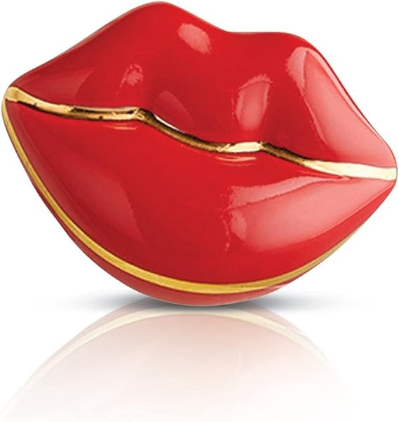 nora fleming Smooches! (Red Lips) A249 - Hand-Painted Ceramic Valentine's Day Decor - Spring Minis for the Home and Office