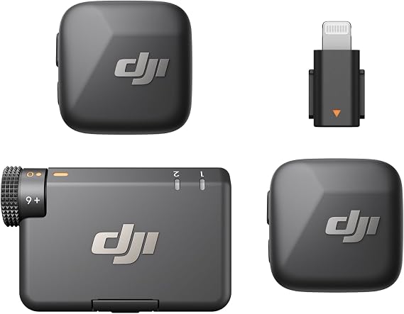 DJI Mic Mini (2TX + 1 RX + Lightning Adapter) for iPhone, Android & Camera, Ultralight, Detail-Rich Audio, Noise Cancelling, Automatic Limiting, Wireless Microphone for Vlog, Streaming