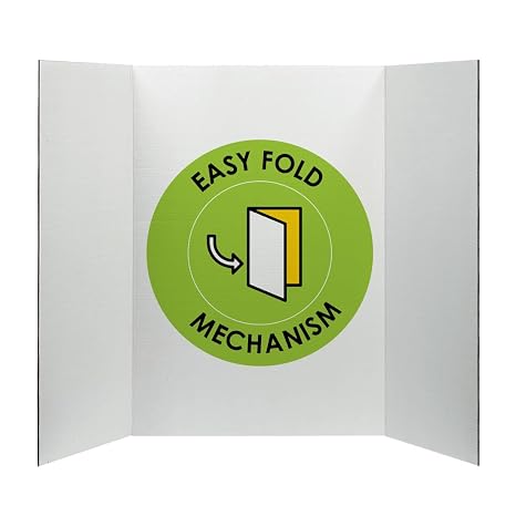Desk Tech Large Tri-Fold Presentation Board, 36" x 48" Portable Poster Board, Made of Corrugated Paper, Versatile Display Board for School/Office Projects, Exhibitions, and Workshops, White, 1 Piece