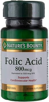Nature's Bounty Folic Acid 800 mcg Tabs, 250 ct