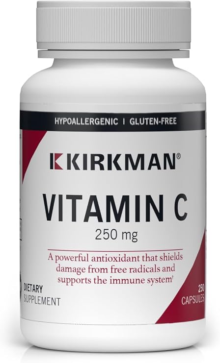 Kirkman - Vitamin C 250 mg - 250 capsules - Powerful Antioxidant - Supports Immune Health - Hypoallergenic