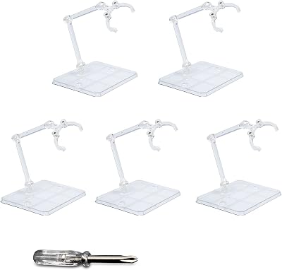 POMER Action Figure Stand, 5 Pcs Transparent Assembly Action Figure Display Holder Base Model Support Stand Compatible with 6 HGRGSD Gundam 1144 Toy with Screwdriver