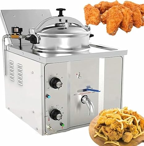 Electric Countertop Pressure Fryer, 16L Stainless Steel Commercial Air Fryer with Temperature Control 50-200C for Restaurants and Snack Shops