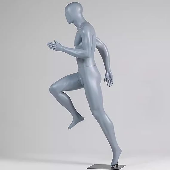 Running Mannequin Full Body Man Muscular, Male Mannequin Torso with Stand, Fitness Dress Form Manikins/Shop Window Dress Model Dummy for Sport Wear Display(Gray)