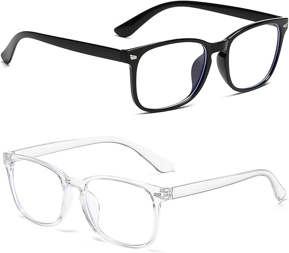 2 Pcs Blue Light Glasses - Blue Light Blocking Glasses for Men & Women - Anti-Blue Light Glasses - Fake Glasses for Computer & Screen Use