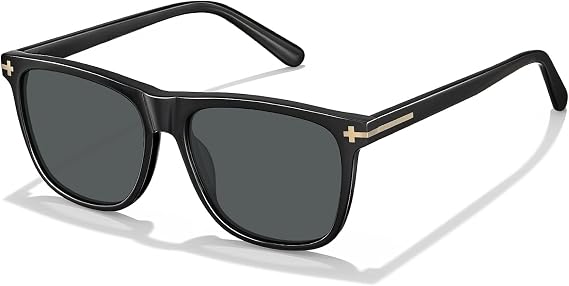 Square Polarized Sunglasses for Men, UV400 Protection, Retro Fashion Acetate Driving Shades