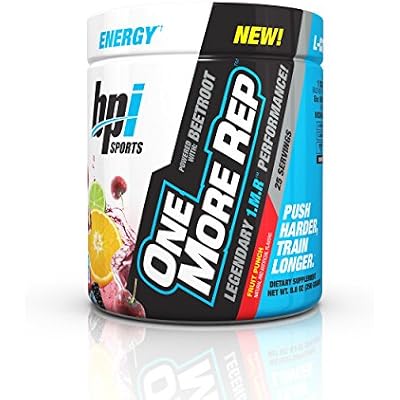 BPI Sports One More Rep Pre-Workout Powder - Increase Energy & Stamina - Intense Strength - Recover Faster - Beetroot - Carnitine - Citrulline - 0 Calorie - 25 Servings - Fruit Punch 8.8 Ounce Pack of 1