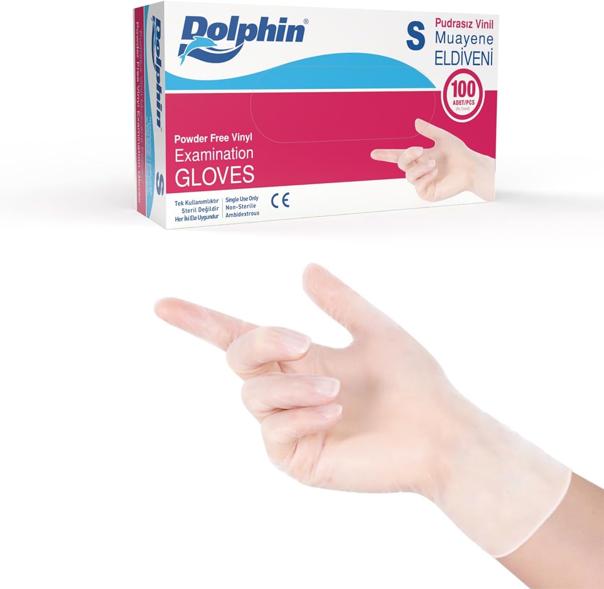 Dolphin Beyaz Vinil Eldiveni Pudrasız S - 100 Adet