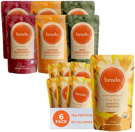 Brodo Organic Chicken Bone Broth, Collagen Rich Favorites (2 Variant Packs)