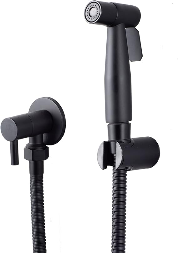 LOSCHEN Stainless Steel Bidet Sprayer Kit for Toilet, Hand Held Shower Sprayer Shattaf Toilet Attachment for Pet Bath/Personal Hygiene/Bathroom, Easy to Install (Black)