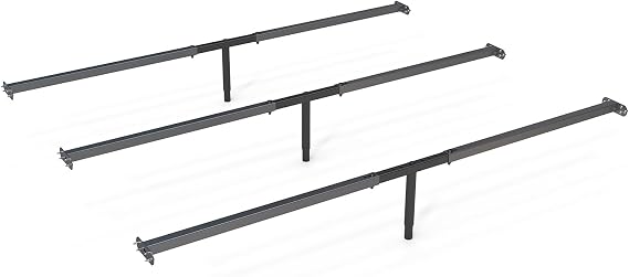BaiNong Queen Metal Bed Frame 58-68" Adjustable Bed Frame Center Support | 3Pack Bed Frame Support System for Reinforcing and Supporting Wooden Bed Frames Easy to Assemble 1,000 lbs Load Capacity