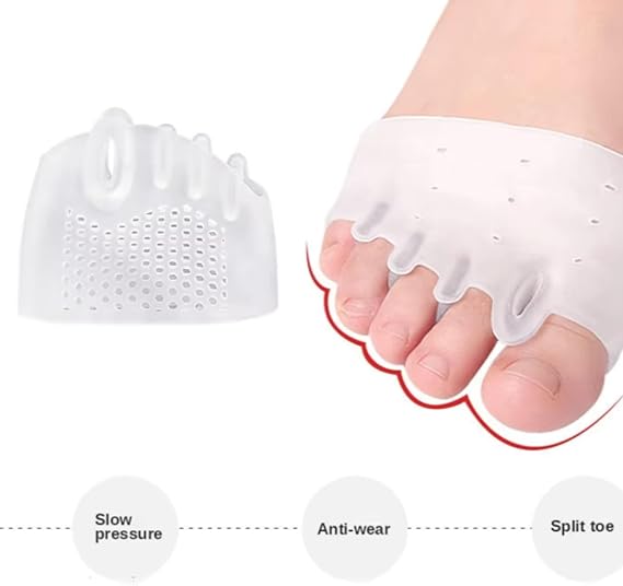 1 Çift, Morton Nörama ve Metatarsal Destek Sağlayan, Parmak Sürtünme Önleyici, Parmak Duruş Düzeltici, Yumuşak, Ayağın Ön Tarafını Rahatlatan Silikon (Beyaz Renk)