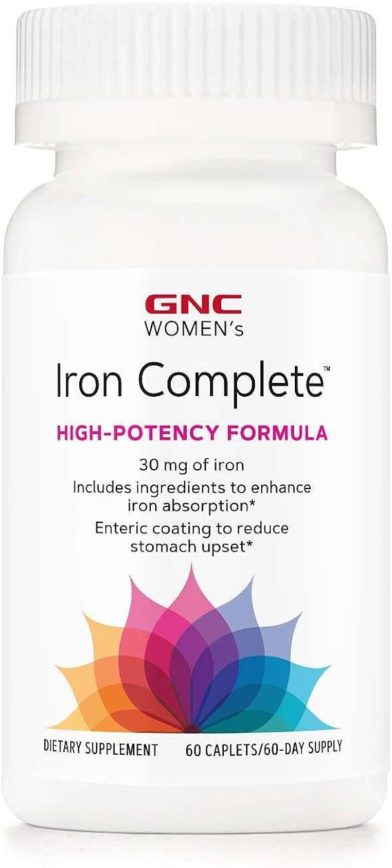 GNC Women's Iron Complete Multivitamin, Enhances Ability to Absorb Iron, 60 Caplets
