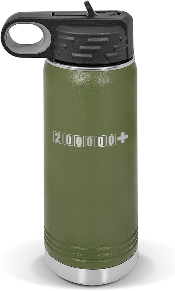 RDW 200000+ Water Bottle 20 oz - Laser Engraved w/Flip Top Removable Straw - Polar Camel - Stainless - Vacuum Insulated - Drinkware - Long Lasting JDM Euro Two Hundred Thousand - Olive