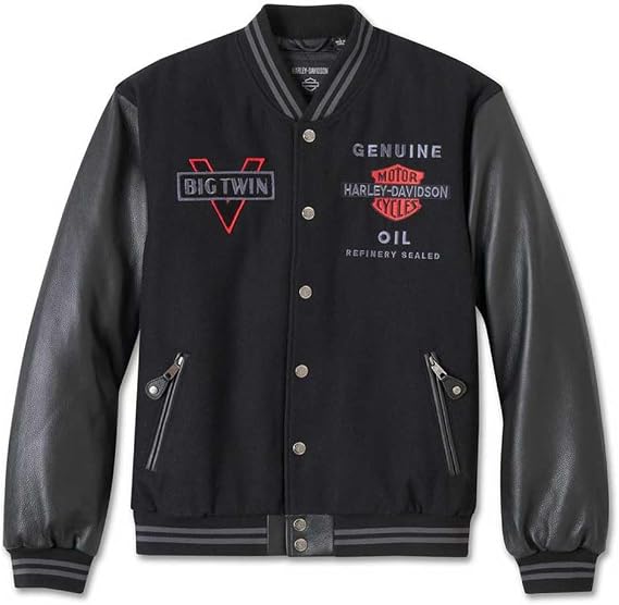 Harley-Davidson Men's V-Twin Varsity Leather Jacket - Black 97002-25VM