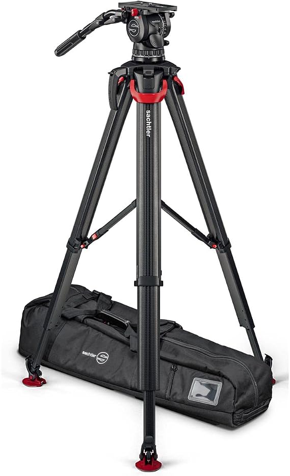 Sachtler aktiv14T 100mm Fluid Head with flowtech 100 Carbon Fiber Tripod and Mid-Level Spreader