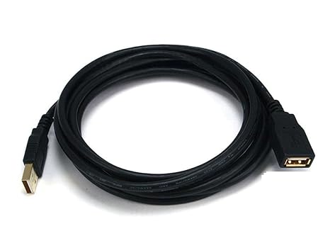 Monoprice USB Type-A to USB Type-A Female 2.0 Extension Cable - 10 Feet - Black (3 Pack) 28/24AWG, Gold Plated Connectors