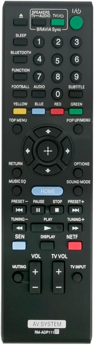 RM-ADP111 Replacement Remote Control Applicable for Sony BDV-E2100 BDV-E4100 BDV-E6100 BDV-E3100 Blu-ray DVD Home Theatre System