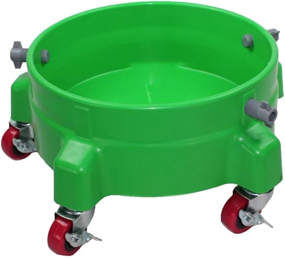 Heavy Duty Car Wash Bucket Dolly with 360 Swivel Casters | Fits 3.57 Gallon Buckets | 300 lb Capacity | Soap Holder | Rolling Pail Stand for Auto Detailing |Green