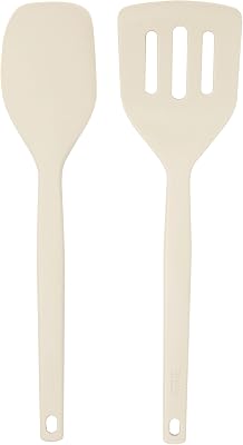 Tovolo Elements Silicone Spatula Turner Set Kitchen Utensils Heat Resistant 600F Easy Clean Dishwasher Safe Nonstick Spatula Turner Bundle Cookware for Cooking Baking Mixing Tools, Oatmeal