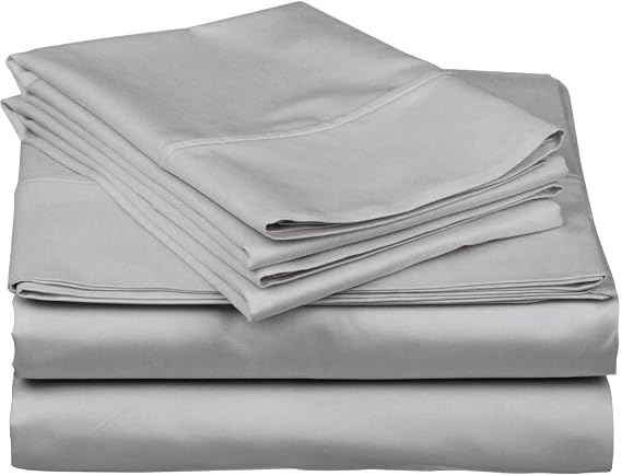 400 Thread Count Pima Cotton Sheet Set with 13-Inch Deep Pockets, Queen-Silver
