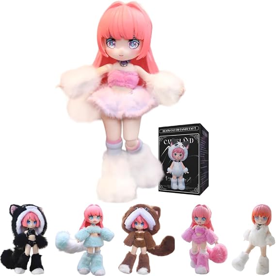 niannyyhouse BJD Blind Box Figurines, 1/12 Scale, Cat Island Wonderland Series, Ball Jointed Doll, Collectable Action Figure (1PC)