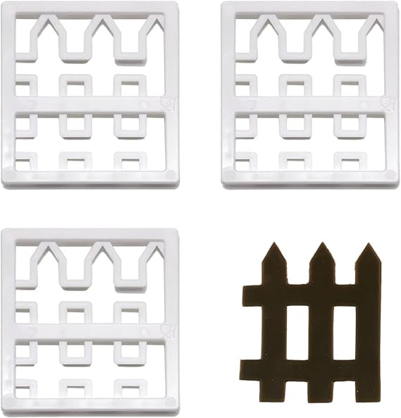 4Pcs White Plastic Fence Fondant Molds Cookie Cutter Mold Fondant Cake Cutting Molds for Baking Room Coffee Shop Cookie DIY Cake Border Baking Tool