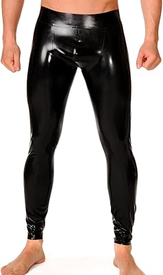ABWL Black Latex Legging for Men,Handmade Natural Rubber Pants for Latex Club Wear