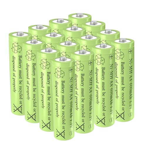 1.2V Ni-Mh AA 600mAh Rechargeable Batteries for Outdoor Solar Garden Lights 16 Pack AA