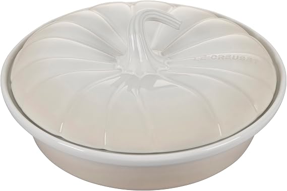 Le Creuset Stoneware Figural Pumpkin Baker with Lid, 9", Meringue