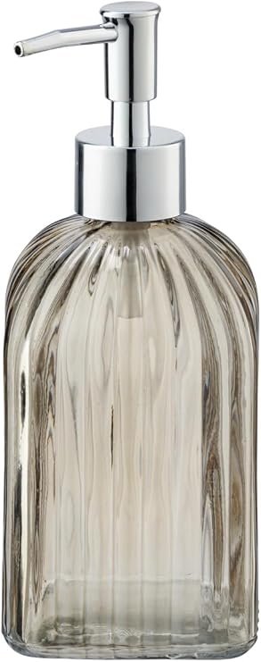WENKO Vetro Brown Square Liquid Soap Dispenser Capacity 0.52 L, 19 x 7.5 x 7.5 cm