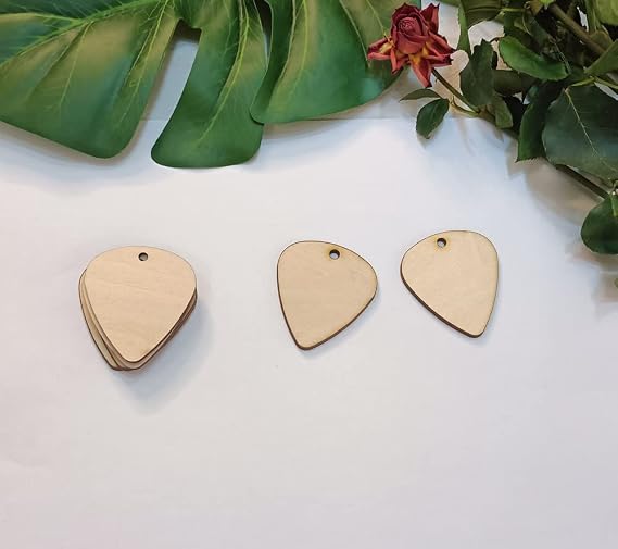 30pcs of Guitar Pick Shape Natural Wood Earrings Blanks,DIY Unfinished Laser Cut Natural Wood Earrings,Blank Wood Jewelry Accessories (1.5'')