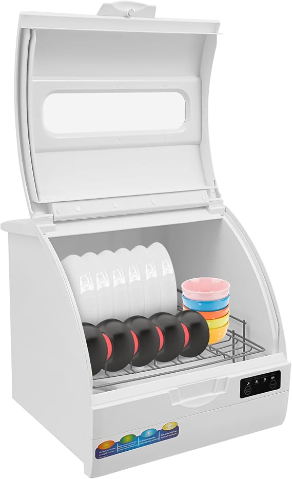 Countertop Dishwasher, Countertop Dishwasher Mini Dishwasher with 4 Wash Modes Compact Countertop Mini Dishwasher with Three Different Areas Dish Washer for Small Houses, Flats