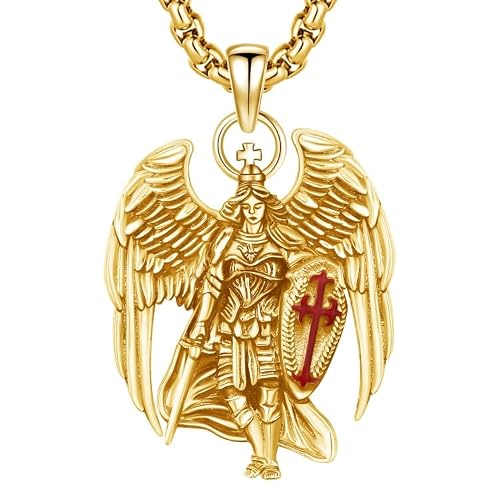 Archangel Michael - St Michael Pendant Necklace For Men Women 925 Sterling Silver St Michael The Archangel Medal Patron San Miguel Amulet Religious Protection Jewelry Gifts