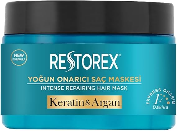 Restorex Keratin & Argan Onarıcı Saç Bakım Maskesi 300 Mililitre, Yıpranmış ve Hasar Görmüş Saçlar Botoks Etkili