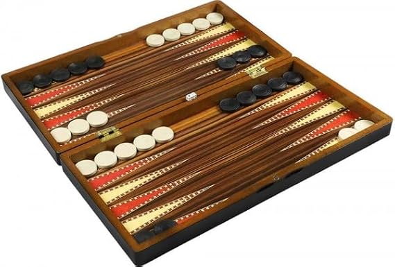 Backgammon Tavla Checkers Draughts Set Large Wooden Foldable Storage Travel Holiday Adult Traditional Board Game