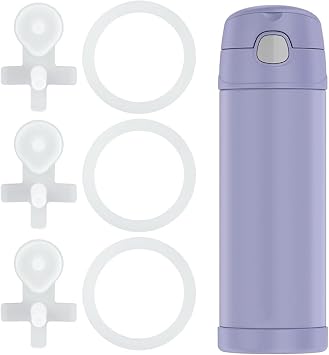 Joshey Replacement Leak-Proof Stopper & Seal Kit (3+3), for Thermos Funtainer 16 Oz Insulated Bottle - Lid Gasket Plug Water Bottle Replacement Parts, Old Model (Lid with Line)