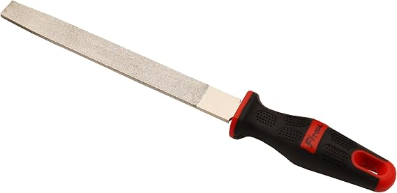 8-Inch Diamond Coated Flat File, Medium #150 Grit, for Glass, Tile, Ceramic and Stone, Granite, Marble, Concrete, Big Comfort Massage Handle Grip, Total Length 12.4-Inches, Glass Ceramic Tile File