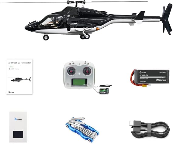 Flywing Airwolf V3 FW450 6CH Scale RC Helicopter with New ACE Flight Control FLYWING GPS Scale Helicopter Airwolf Aircraft Simulation (RTF Version) One Key Return Brushless Motor 450 Size