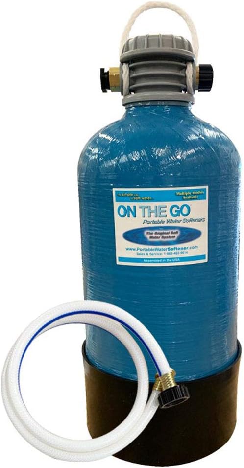 On The Go OTG4-VM-DBLSOFT Portable Compact Double Standard 16,000 Grain Water Softener with Drinking Water Safe Brass Fittings (NOT made in China, assembled by U.S. Workers in Indiana