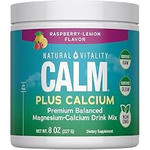Natural Vitality Calm Magnesium Plus Calcium 8oz Powder | Raspberry Lemon Flavored Premium Balanced Drink Mix | Non-GMO & Gluten Free Supplement