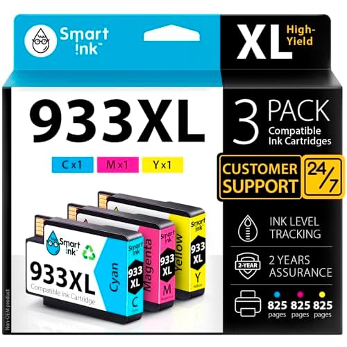 Smart Ink Compatible Ink Cartridges Replacement for HP 932XL 933XL 932 XL 933 XL 3 Combo Pack, CyanMagentaYellow to use with HP Printer OfficeJet 6600 6700 7610 7612 6100 7510 7110 7620