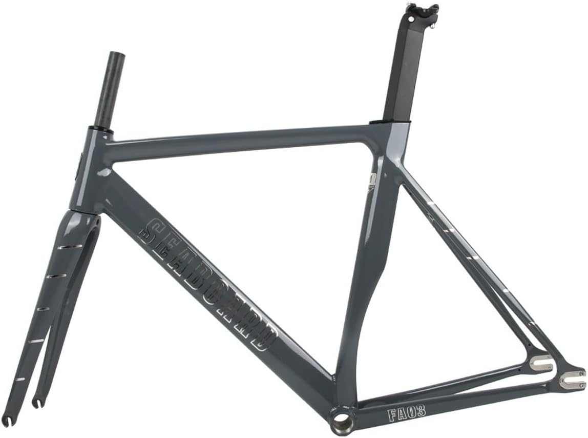 700C Fixed Gear Bike Frame Set Track Bike Frame 52 55 58cm Aluminum Alloy C Brake Bike Frame Quick Release Frame 100120mm QR Cement Gray,52cm