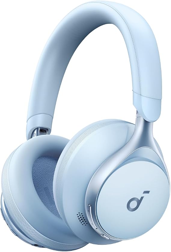 Soundcore Space One Kulak Üstü Bluetooth Kulaklık, Uyarlanabilir Aktif Gürültü Engelleme, 40 Saat Pil Ömrü, Yüksek Çözünürlüklü Ses, Hafif Tasarım, Mavi - A3035