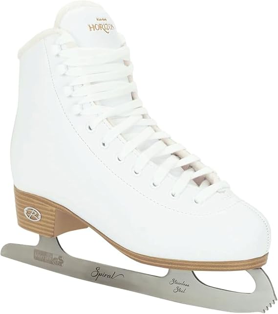 Riedell Horizon Junior Kids Ice Skates for Girls and Boys - Supportive Uppers with Plush Padded Lining, Smooth Stainless Steel Blades, and PVC Soles